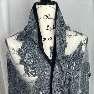 Stunning Shawl/Scarf  Black White and Silver